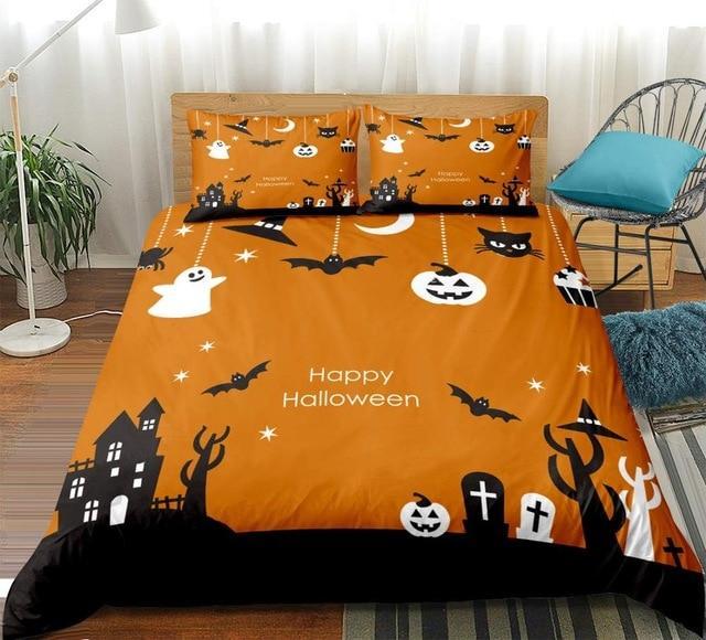 3D Happy Halloween 3 Pieces Quilted Comforter Set