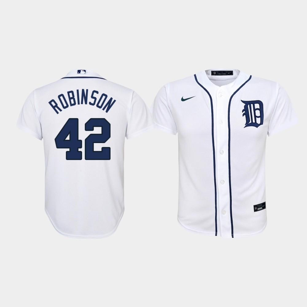 Youth Detroit Tigers 42 Jackie Robinson Home White Jersey