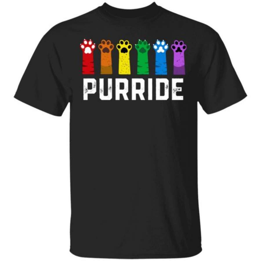 Purride Paw Cat Kitten LGBT Gay Les Pride Rainbow Vintage Shirts