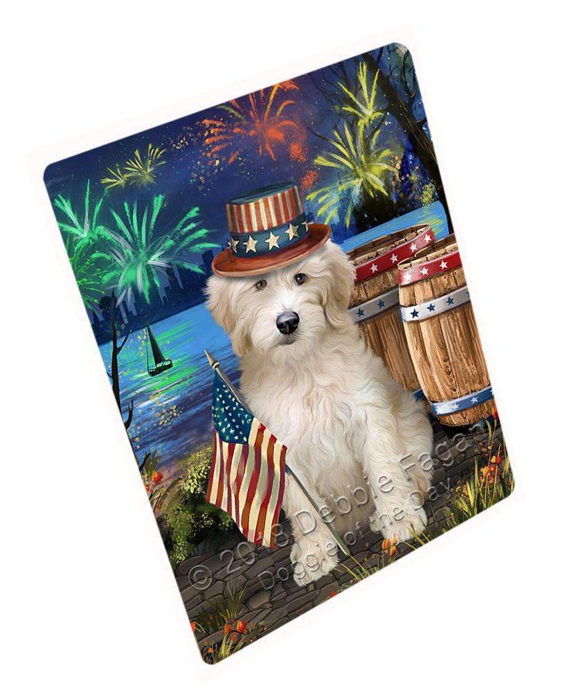 4Th Of July Independence Day Fireworks Goldendoodle Dog At The Lake Blanket Blnkt76494