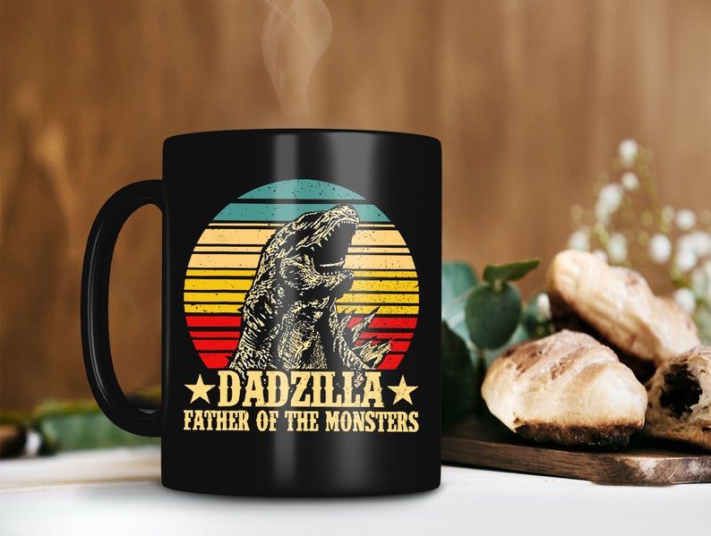 Black Mug Dadzilla Father Of The Monsters Mug Godzilla vs Kong 2021 Mug Vintage Retro Mug Kong Skull Island Premium Sublime Ceramic Coffee Mug H99