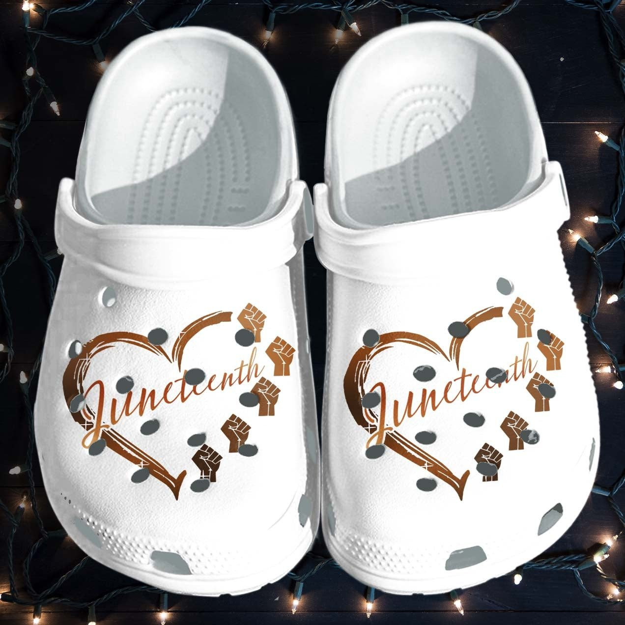 Juneteenth Custom Crocs Shoes Clogs Gifts For Black Queen – Heart Hand Power Outdoor Crocs Shoes Clog