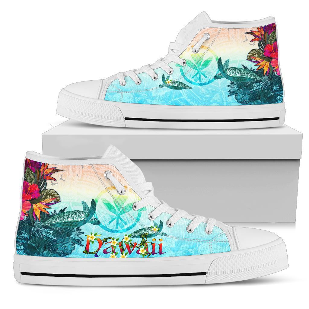 Polynesian Hawaii  High-Top Shoes – View Sea Hawaii With Turtle And Whale