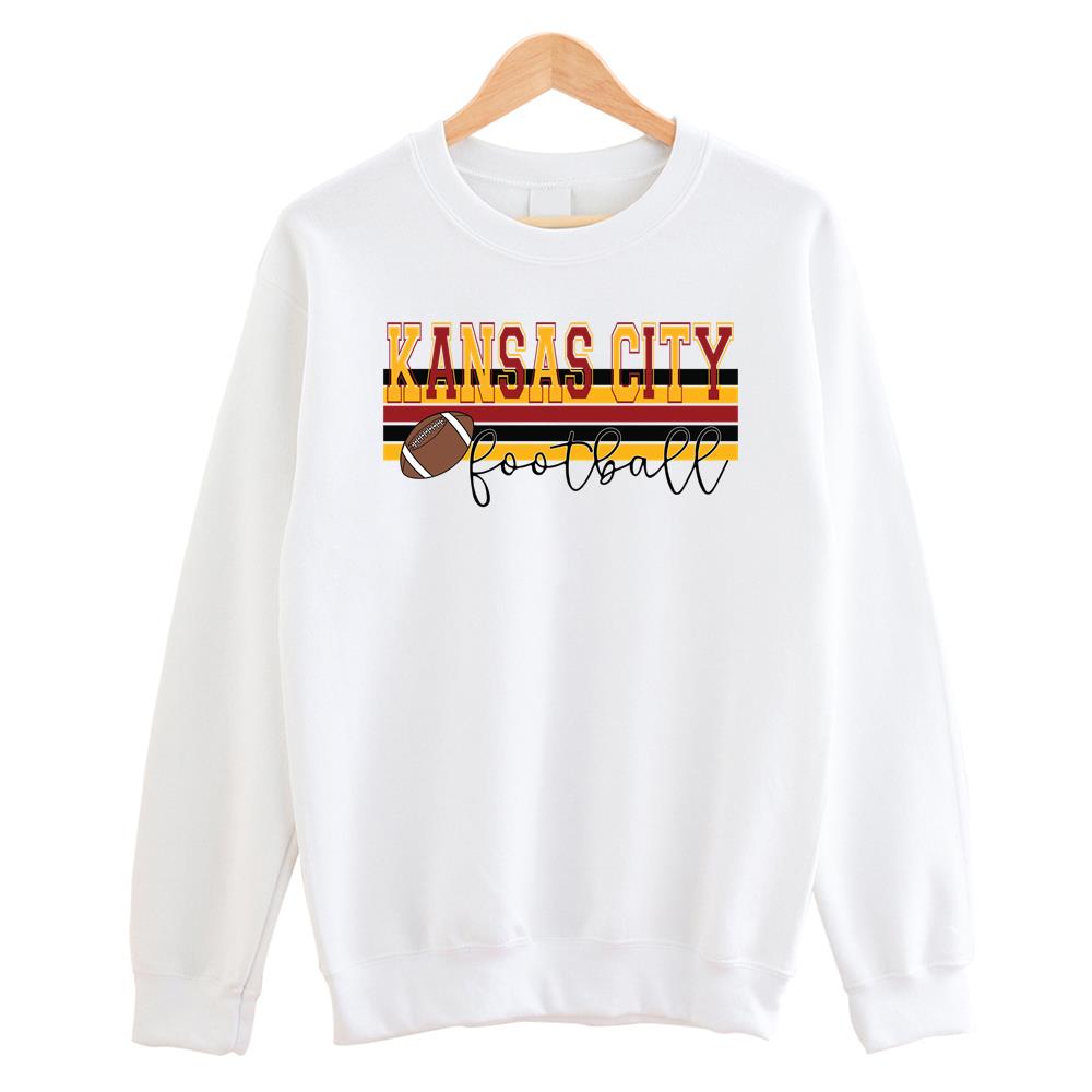 Kansas City Team Retro Football- Vintage Kc Football Crewneck Sweatshirt