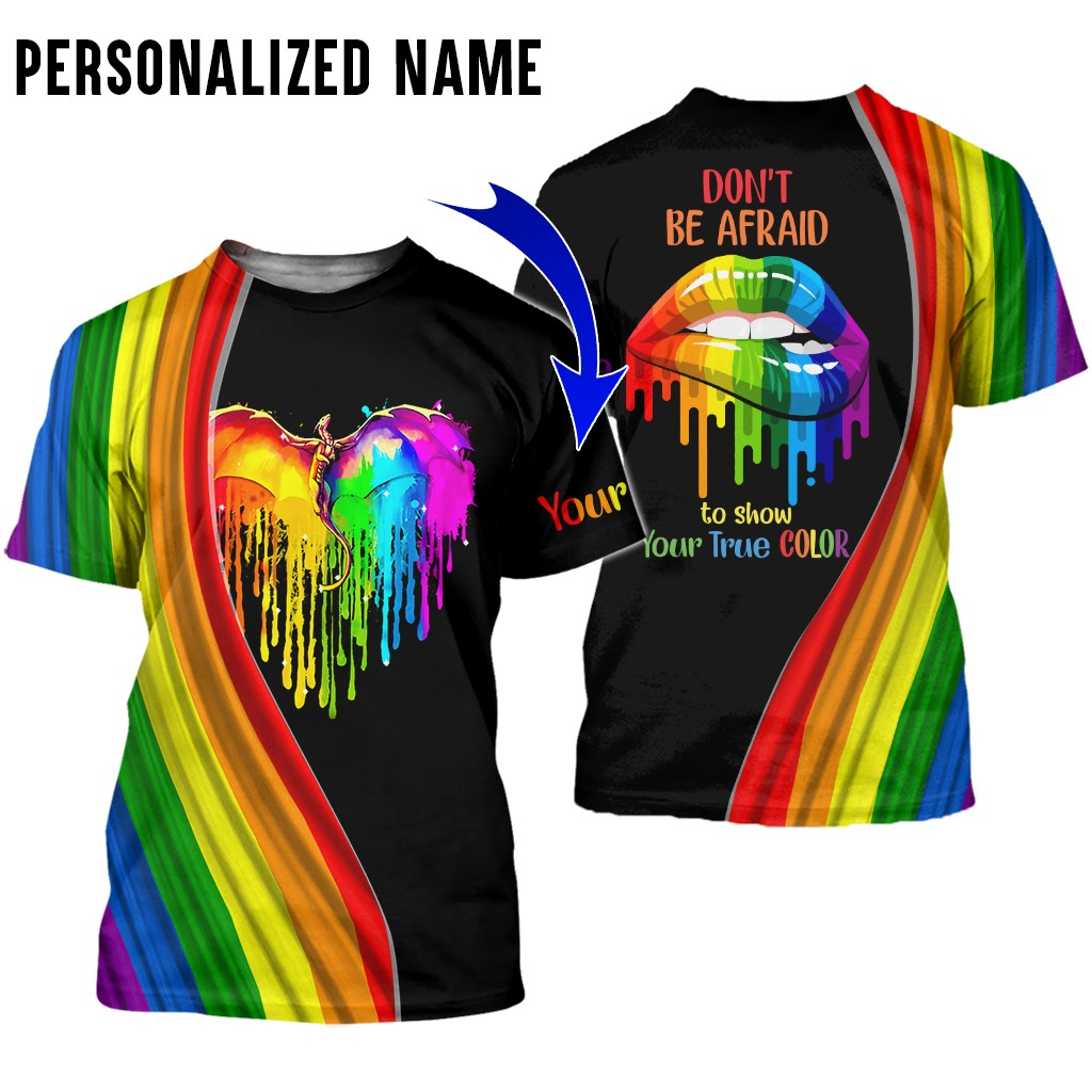 Personalized Rainbow Lips T Shirt For Lgbt Community, Gay Pride Shirt All Over Print