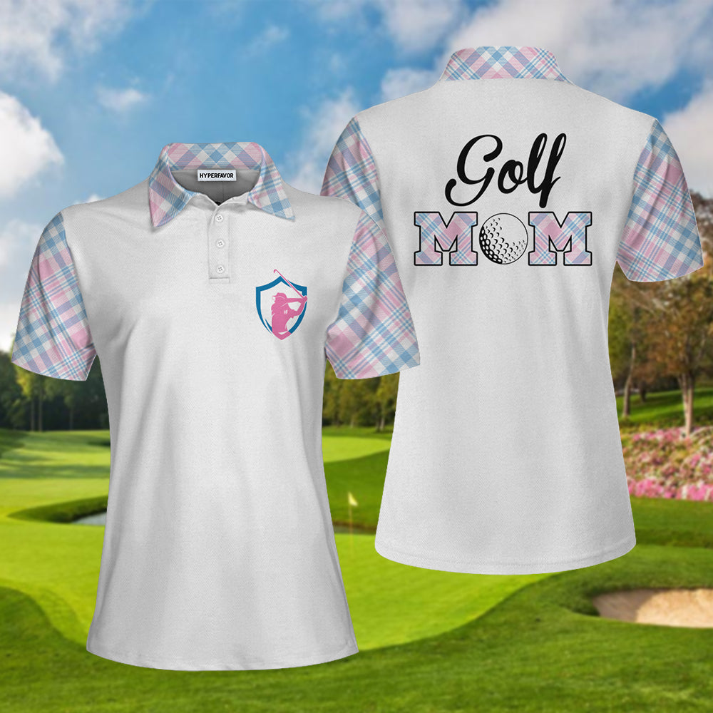 Golf Mom White Short Sleeve Women Polo Shirt, Cool Golf Gift For Women Coolspod