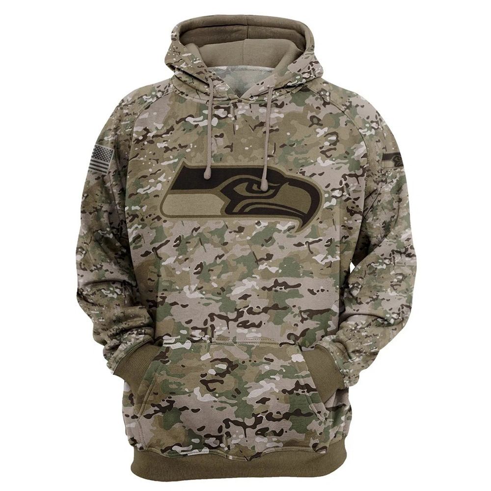 Camo Seattle Seahawks Sweatshirt Unisex Cashmere Salute to Service Hoodie