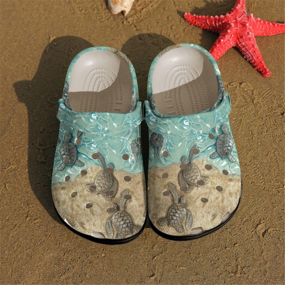 Turtle Personalized Clog, Custom Name, Text, Color, Number Fashion Style For Women, Men, Kid, Print 3D Into The Sea