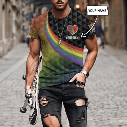 Custom Name Lgbt Pride Rainbow Flag 3D All Over Printed Shirts For Men And Women, Lgbt History Month, Queer Lgbt