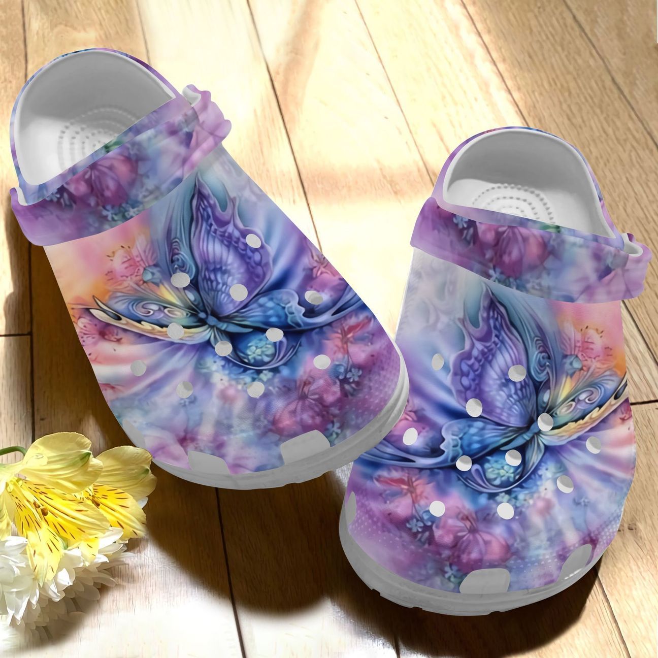 Butterfly Personalized Clog, Custom Name, Text Rainbow Butterfly, Fashion Style For Women, Men, Kid, Print 3D