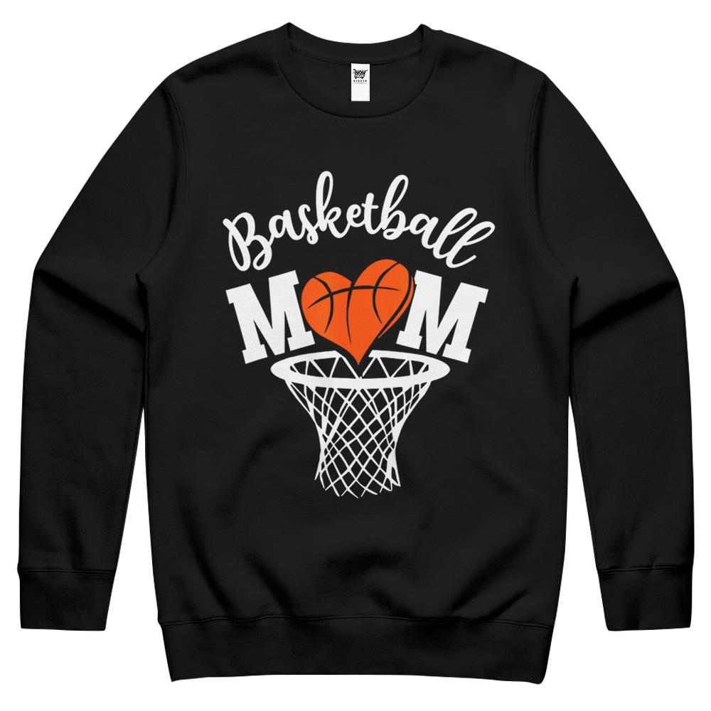 Basketball Mom Cute Novelty Distressed Crewneck Sweatshirt