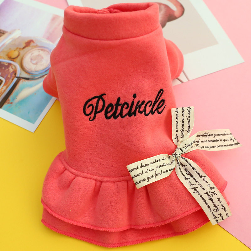 Small Dog Cat Dress T-Shirt Letters & Bows Pet Puppy Sweater Hoodie Autumn/Spring Clothes Apparel 5 sizes alx