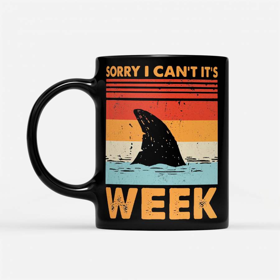 Shark Sorry I Can’t It’s Week Vintage Retro – Black Mug