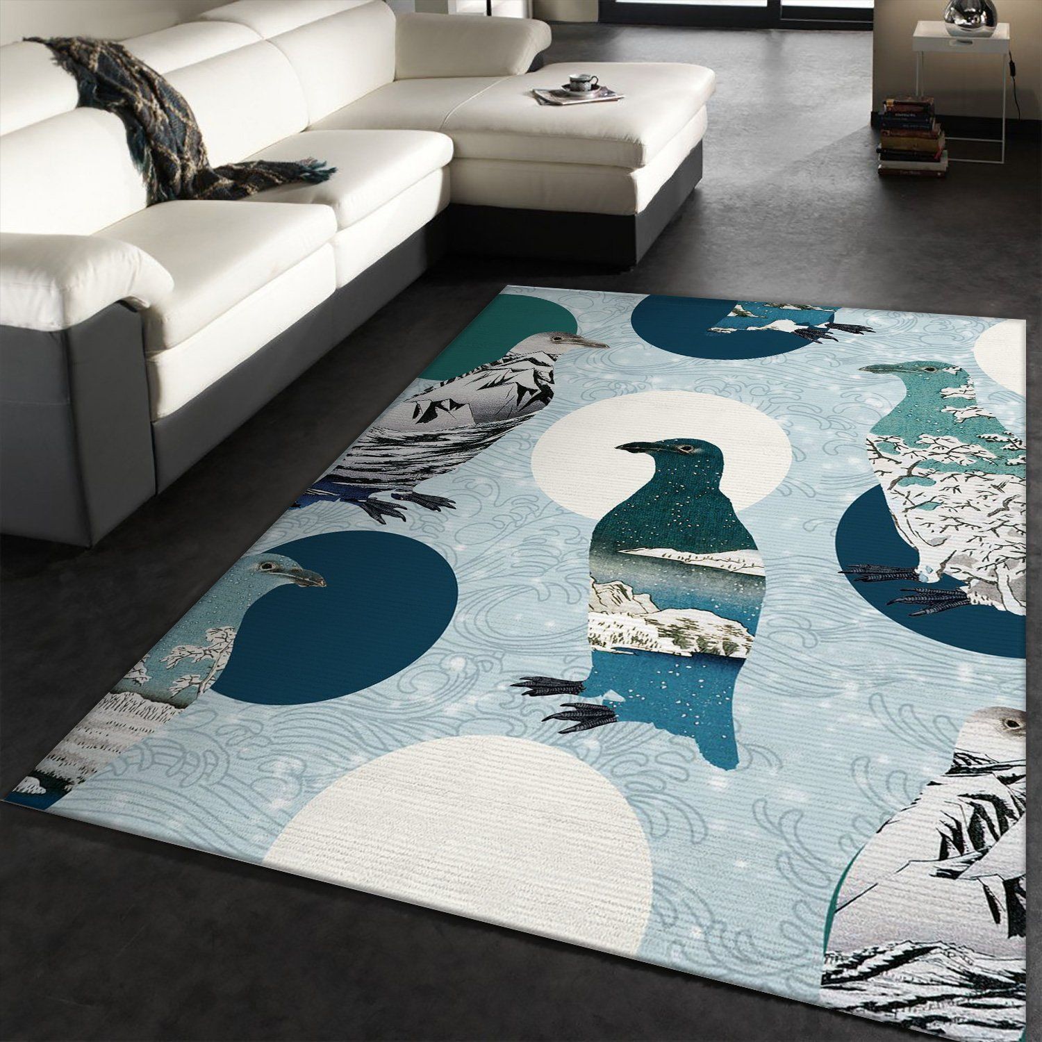 Penguin Polka Area Rug Carpet, Bedroom, Family Gift US Decor