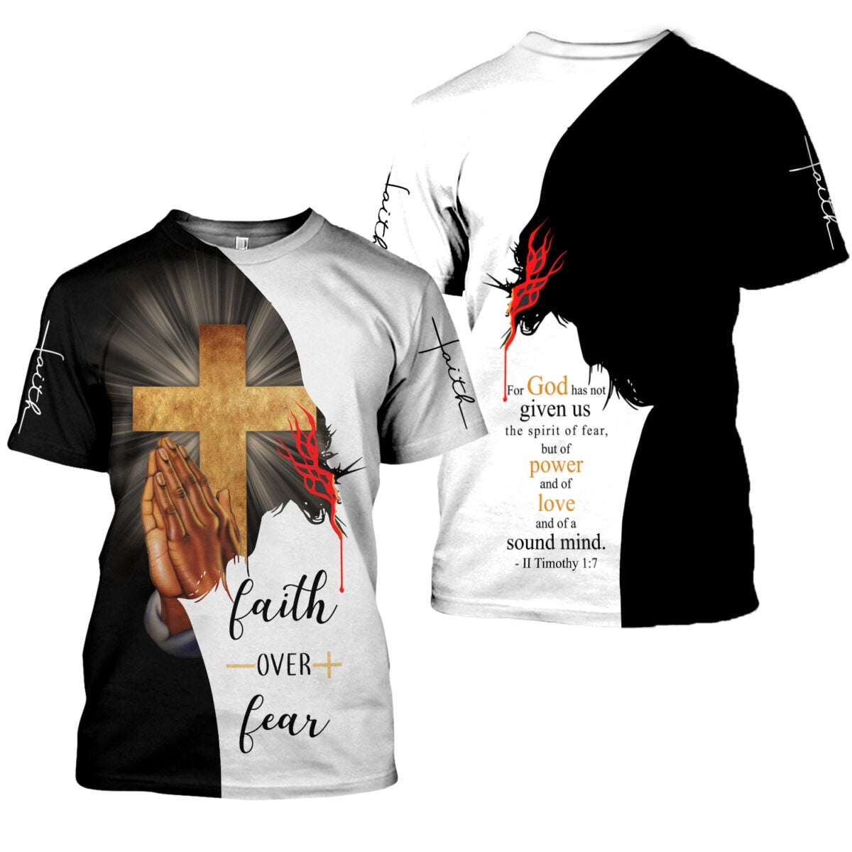 Faith Over Fear 3D All Over Printing T Shirt, Trust In God Tshirt, Sublimation Jesus 3D Hoodie