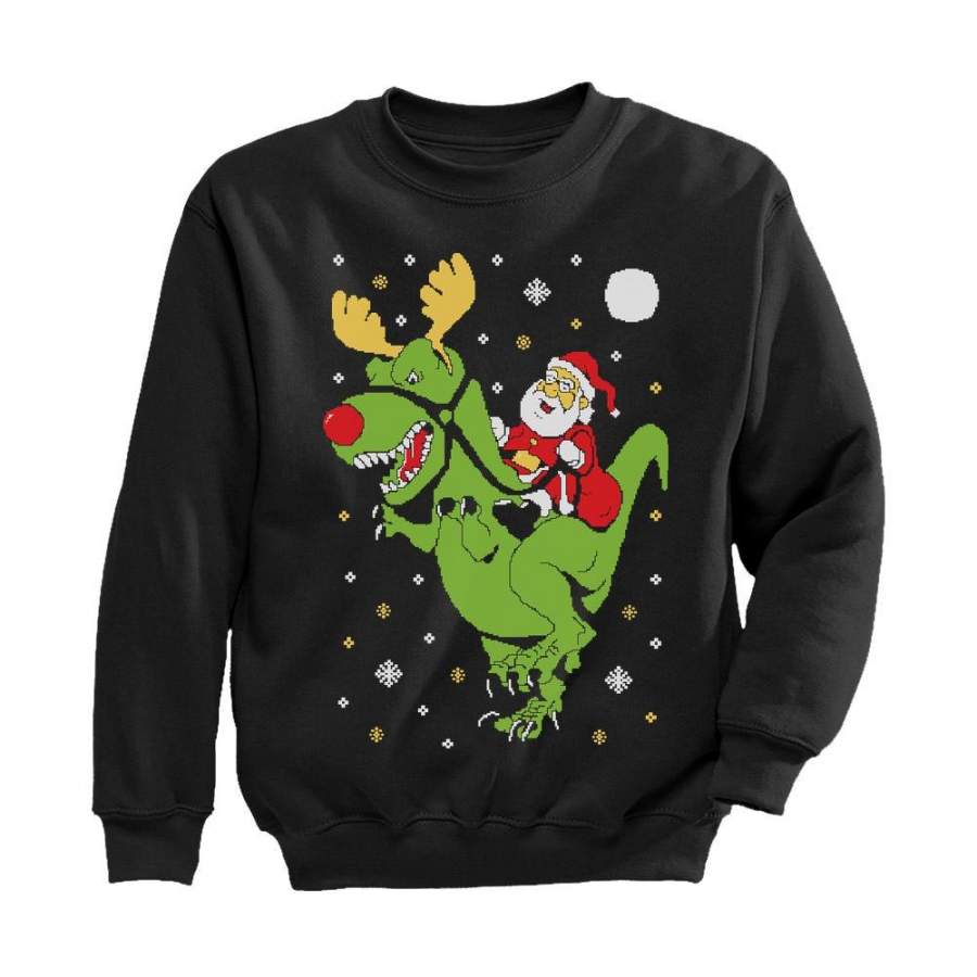 T-Rex Santa Ride Ugly Christmas Toddler/Kids Sweatshirt