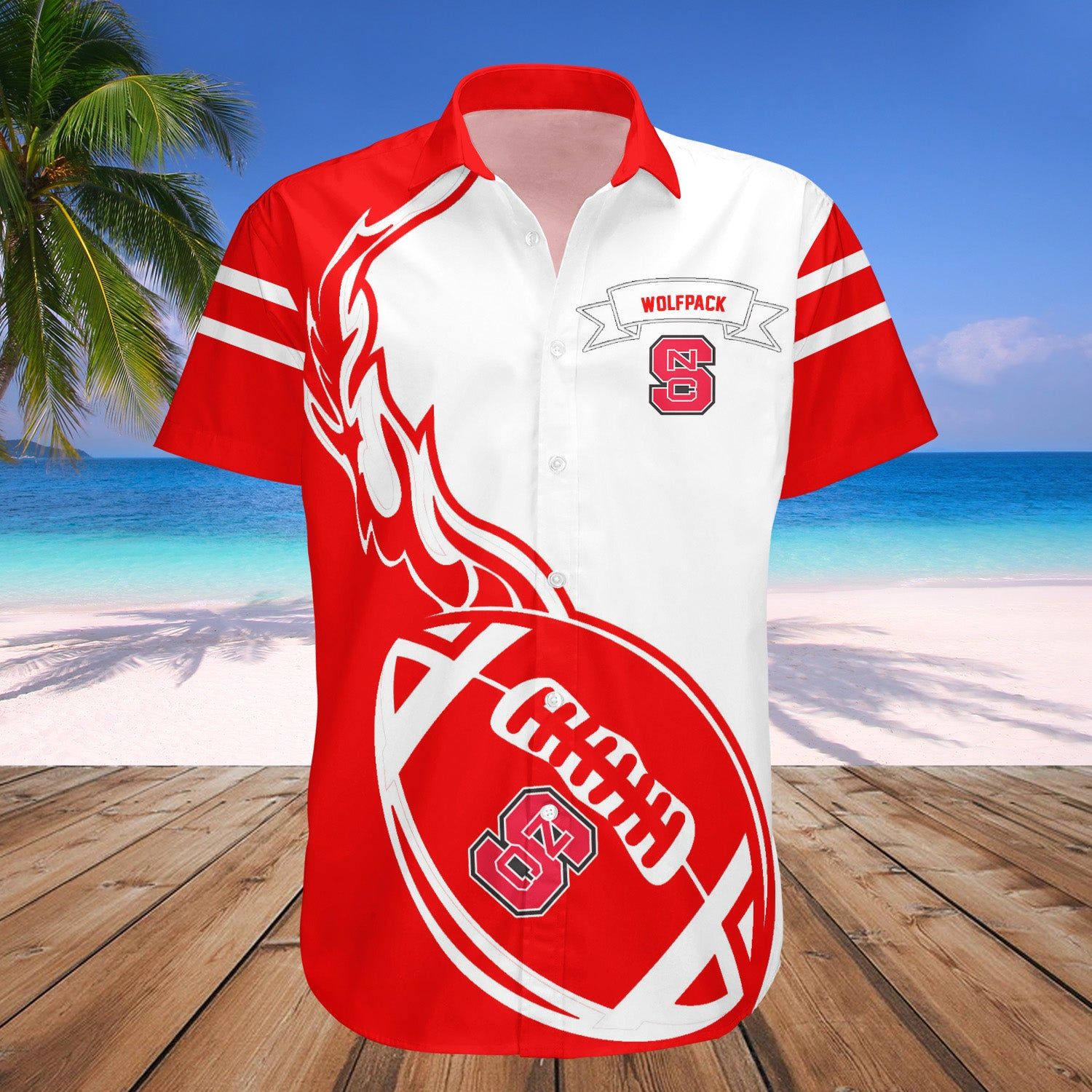 Nc State Wolfpack Hawaii Shirt Flame Ball – NCCA