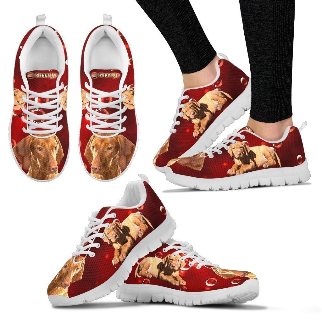 Vizsla On Red ’S Sneakers Running, Sneaker Personalized Shoes Custom Name, Text For Women, Men