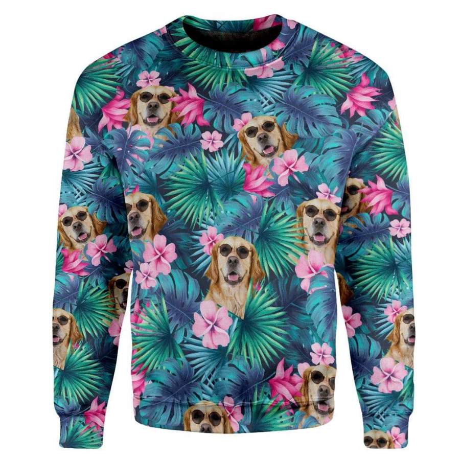 Gearhuman Golden Retriever Tropical Hawaiian Custom Sweatshirt Apparel Ha83915