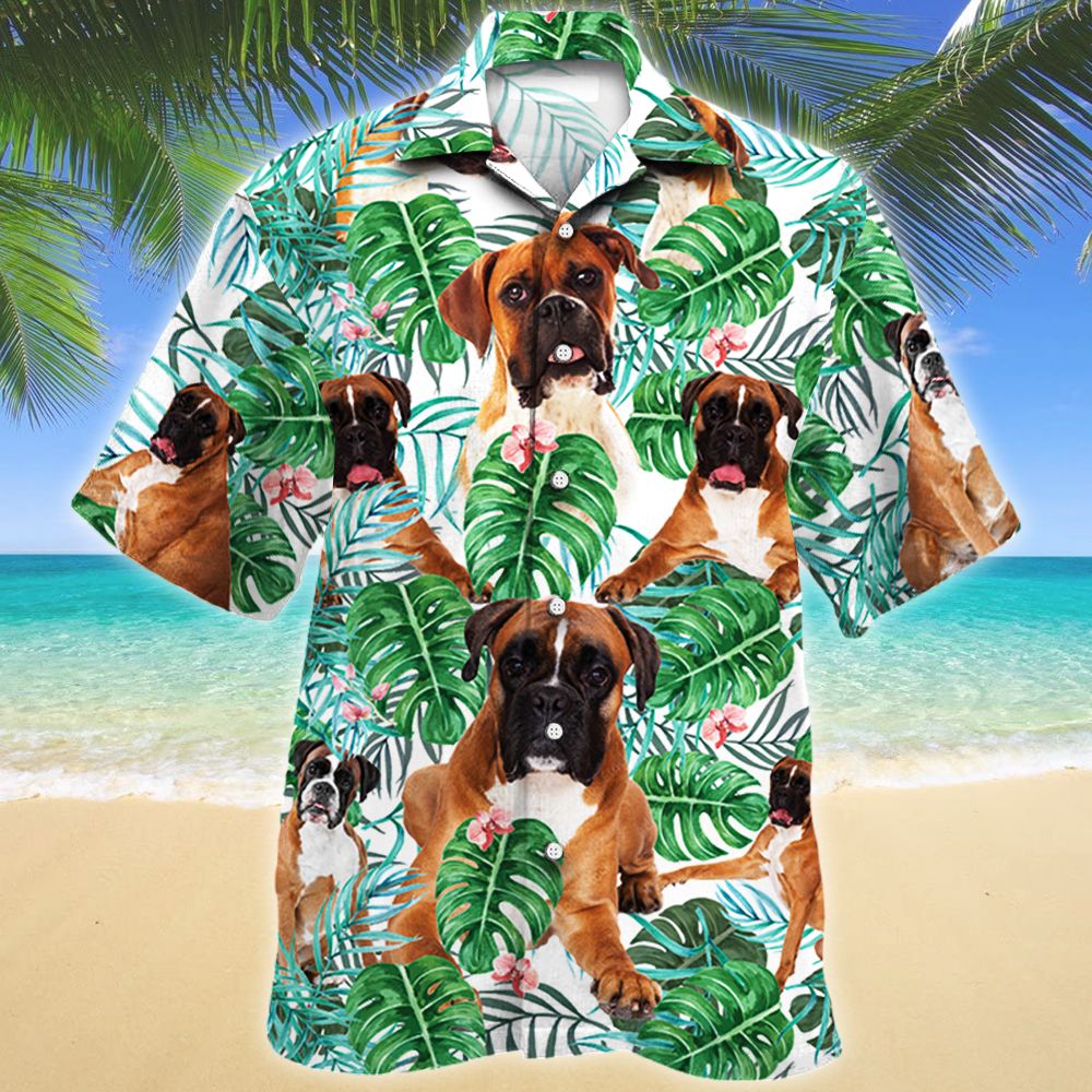 Boxer Dog Tropical Plant Hawaiian Shirt Ha104383