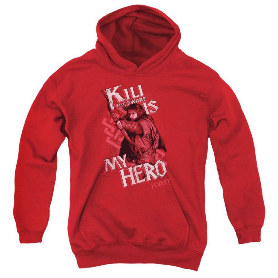 The Hobbit Kili is My Hero Kids Youth Hoodie Red