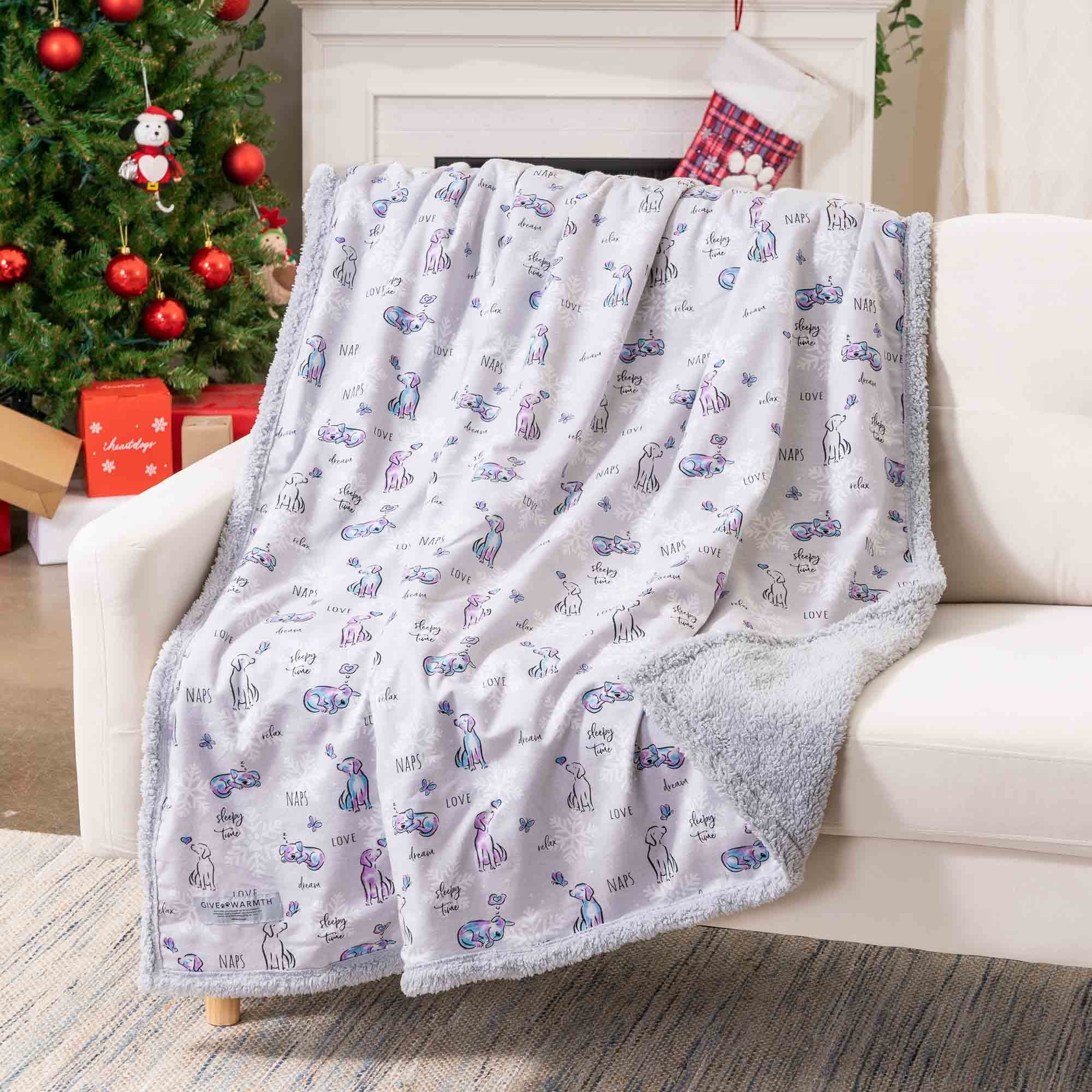 Snuggle Pup & Butterfly Dog Blanket, Flannel & Sherpa Dog Blanket 50″X 60″, Best Gift For Dog Lover