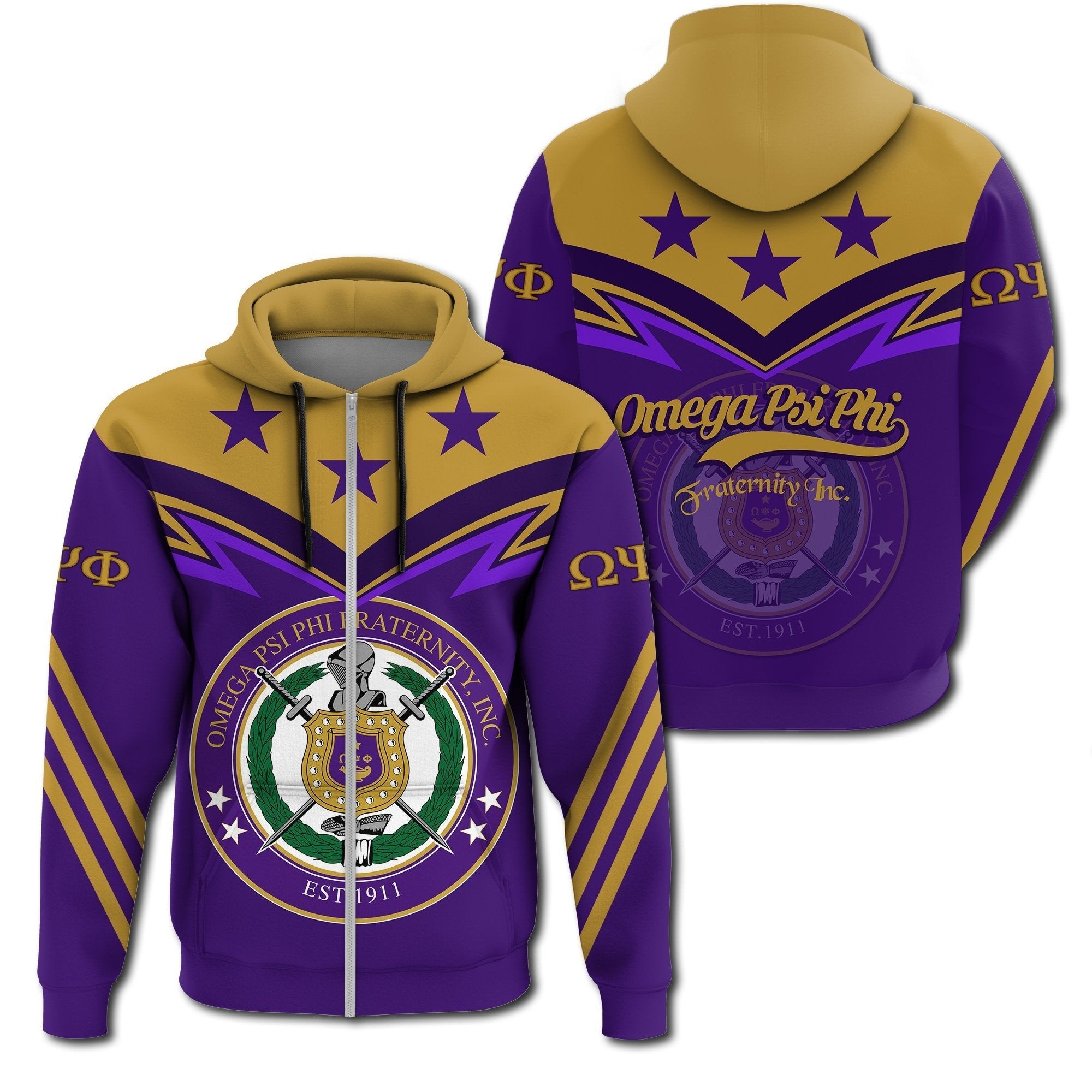 Fraternity Hoodie – Original Omega Psi Phi Zip Hoodie Zig Zag Style