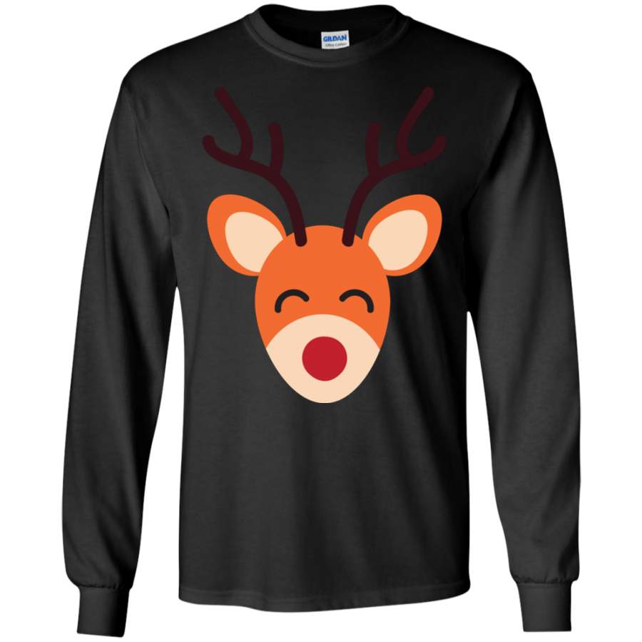 Adorable Big Reindeer Face Matching Family Christmas LS Shirt/Hoodie/Sweatshirt