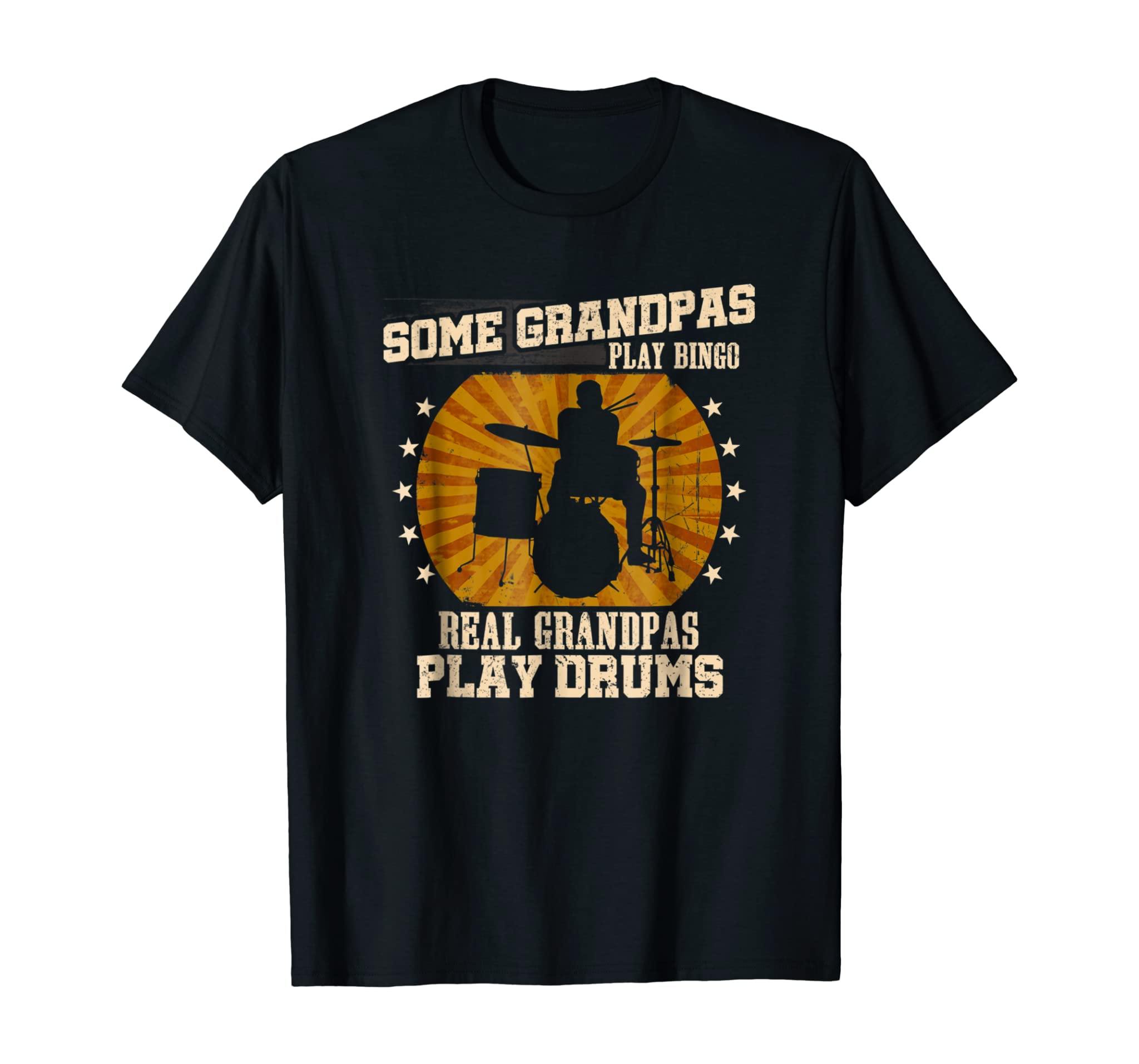 Mens Drummer Grandpa Shirt – Real Grandpas Play Drums T-Shirt