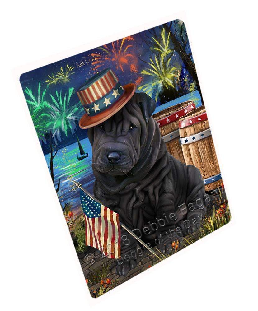 4Th Of July Independence Day Fireworks Shar Pei Dog At The Lake Blanket Blnkt77115