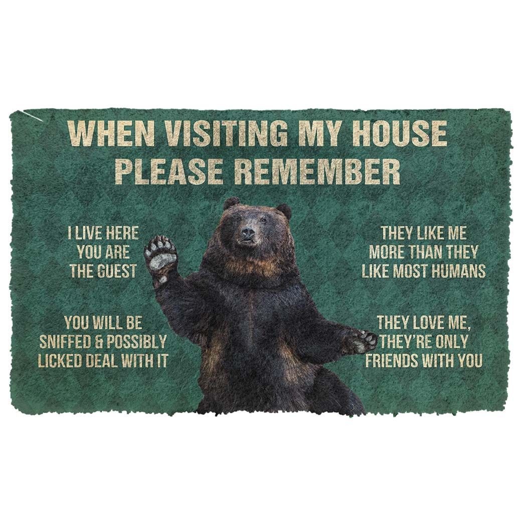 3D Please Remember Black Bears House Rule Custom Doormat