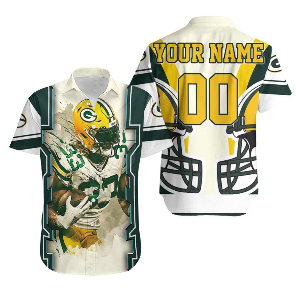 Beach Shirt Green Bay Packers Aaron Jones 33 For Fans Personalized Hawaiian Shirt