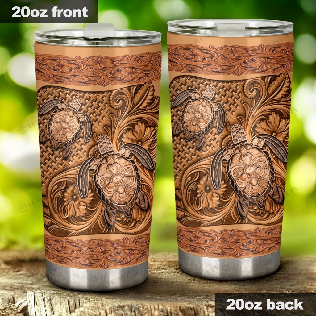 Turtles, Sea Animals Carved Stainless Steel Tumbler Cup For Coffee/Tea, Great Customized Gift For Birthday Christmas Thanksgiving