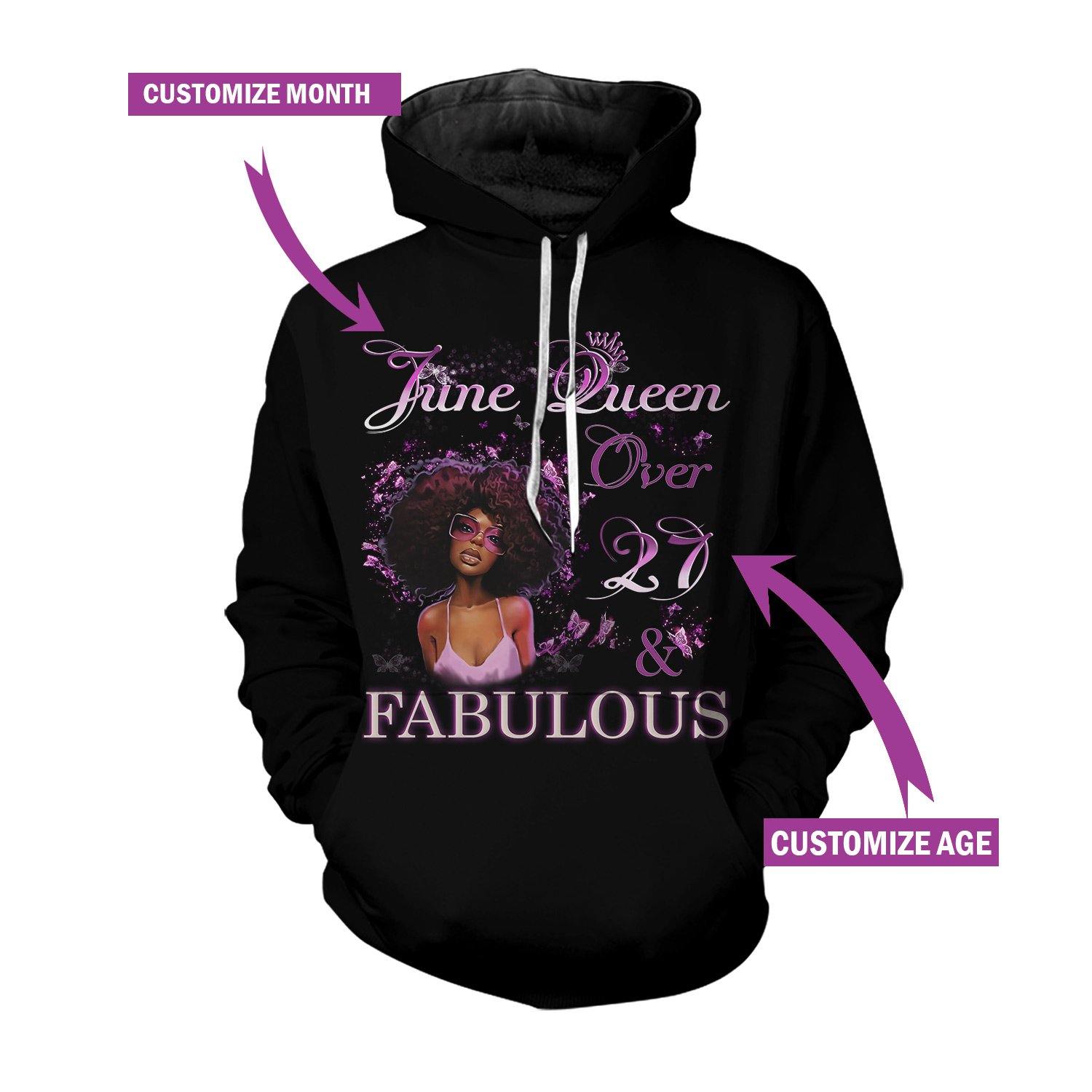 Personalized Black Queen Fabulous Hoodie