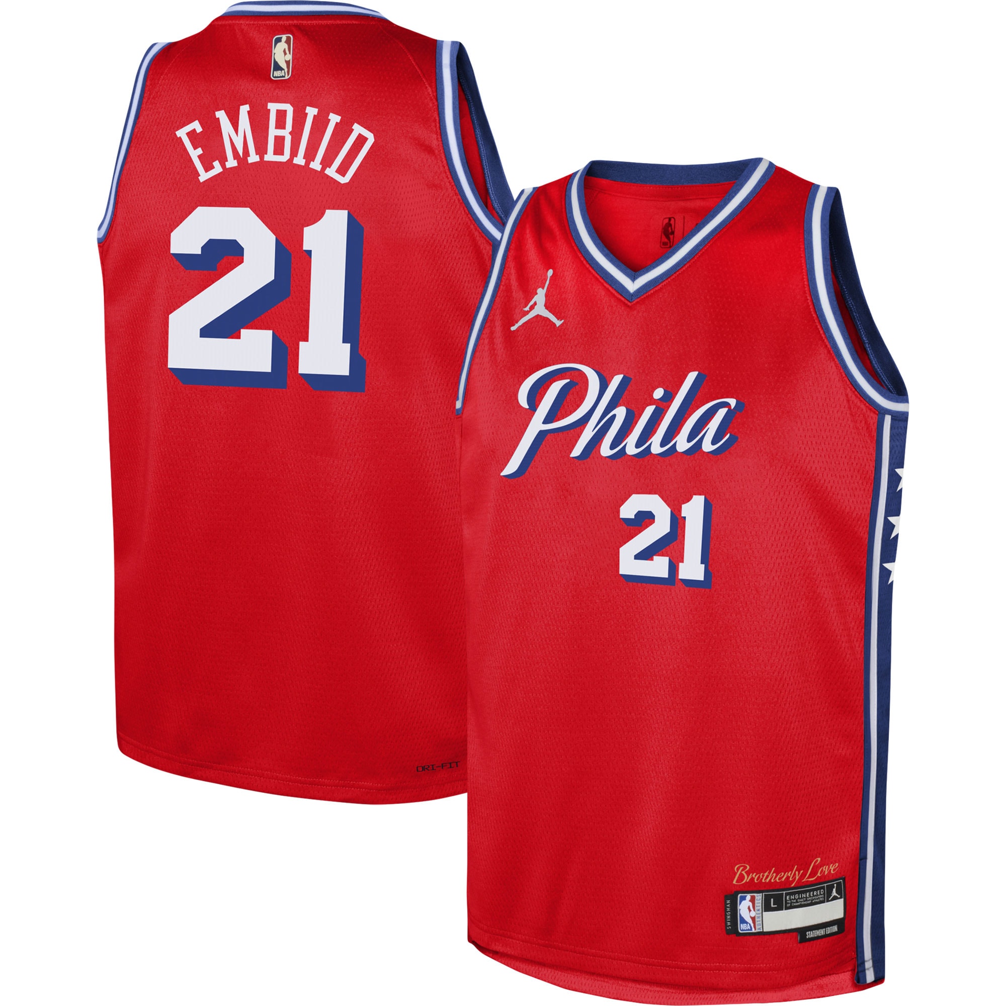 Youth Jordan Brand Joel Embiid Red Philadelphia 76ers Swingman Jersey – Statement Edition