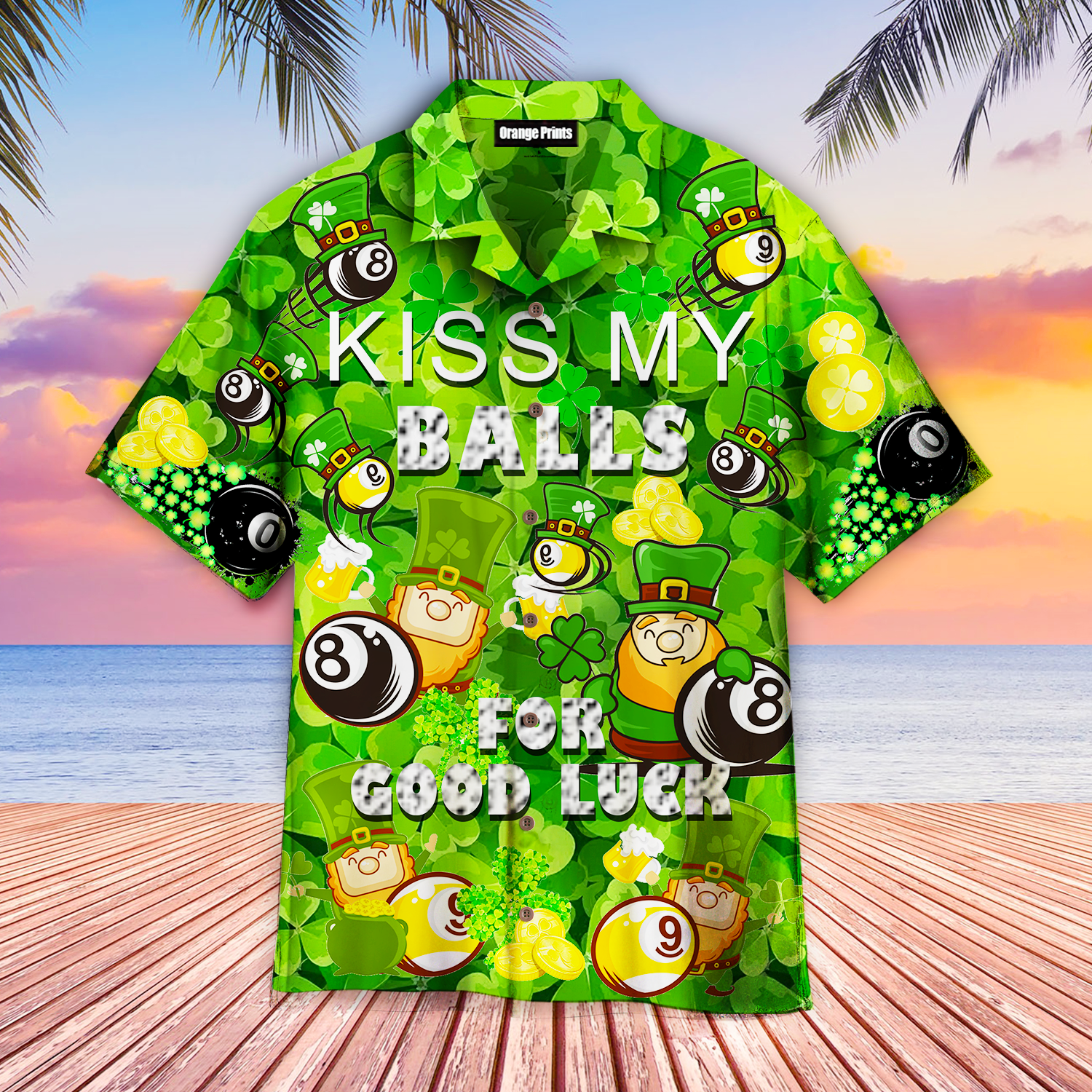 Billard Kiss My Balls For Good Luck Saint Patricks Day Hawaii Shirt Men Women Ha38087