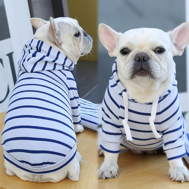 Pet Clothes Dog Hoodies Stripe Clothing Puppy Cat Cotton Sweatshirt French Bulldog Chihuahua Costume Coat For Small Medium Dogs alx