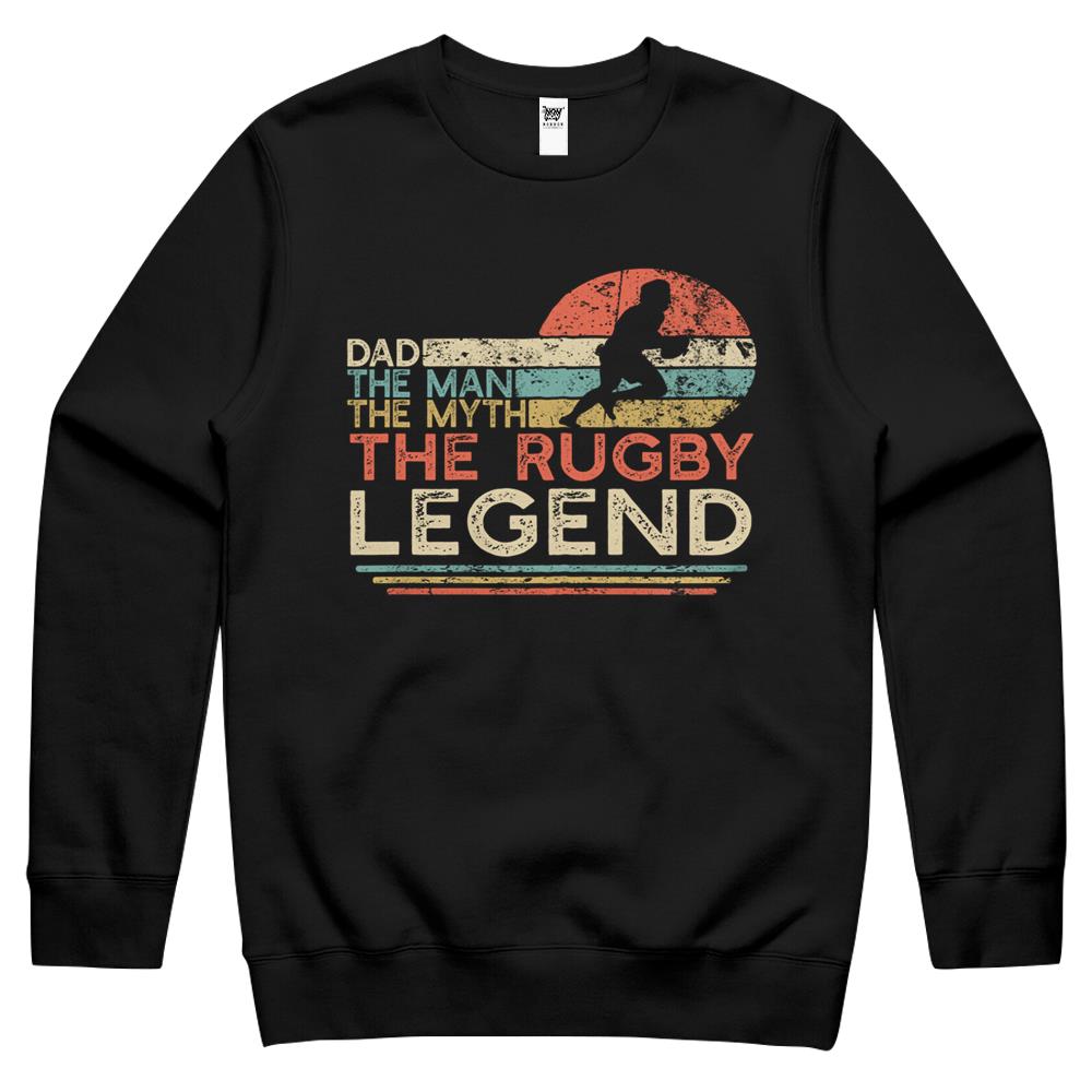 Mens Vintage Rugby Dad The Man The Myth The Legend Father’S Day Gift Crewneck Sweatshirt