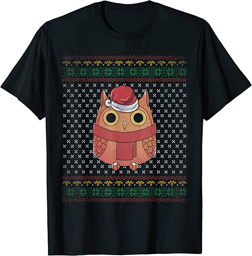 Ugly Christmas Wise Bird Lover Merry Xmas Cute Animal Owl T-Shirt