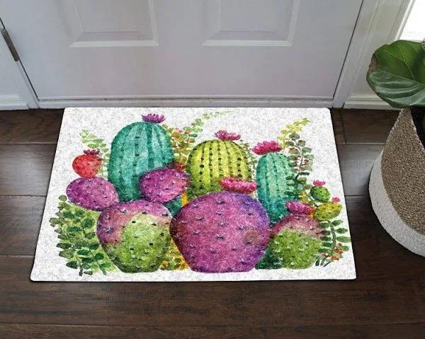 Cactus Garden Paint Flower Doormat Indoor And Outdoor Mat Entrance Rug Sweet Home Decor Closing Gift Gift For Friend Family Flower Lovers Gift Idea