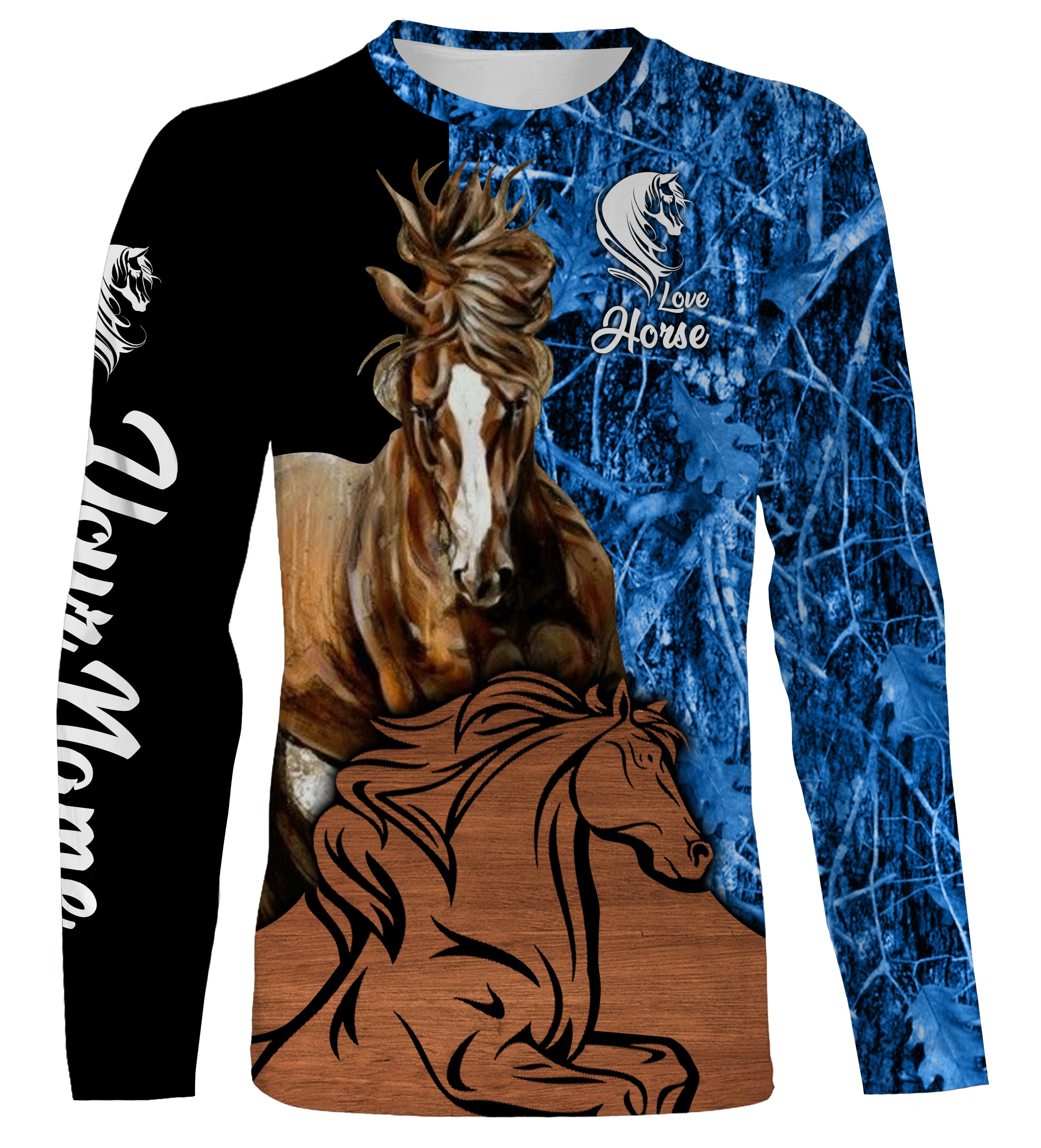 Love Horse Teal Blue Camo Customize Name 3D All Over Printed Shirts Personalized Gift For Horse Lovers, Horse Shirt For Girl, Men Nqs2720