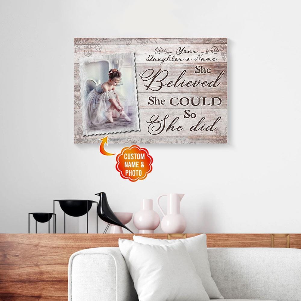 Canvas Art Prints She Believed She Could To Daughter Custom Photo Name Canvas Home Decor Canvas