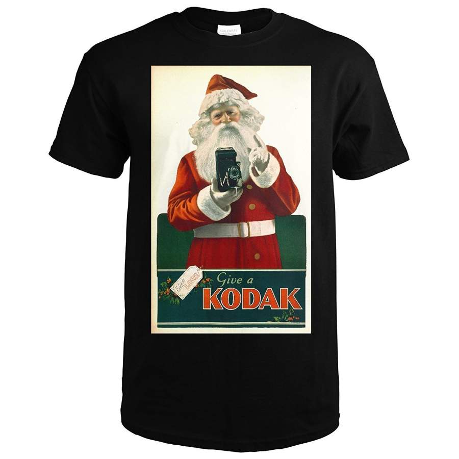 Kodak Santa Vintage Poster Fashion Short Sleeved T-Shirt For Men Summer Funny Tee Shirt