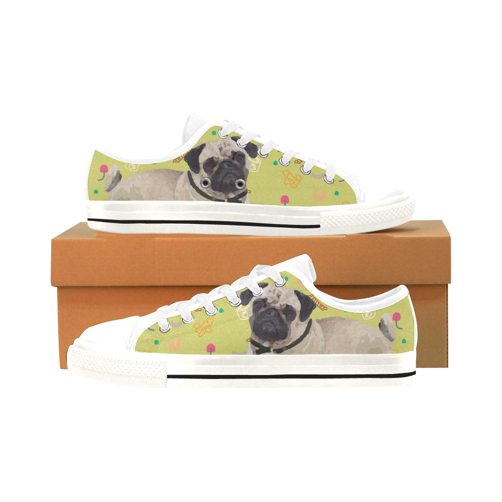 Pug White Men’s Classic Canvas Shoes/Large Size