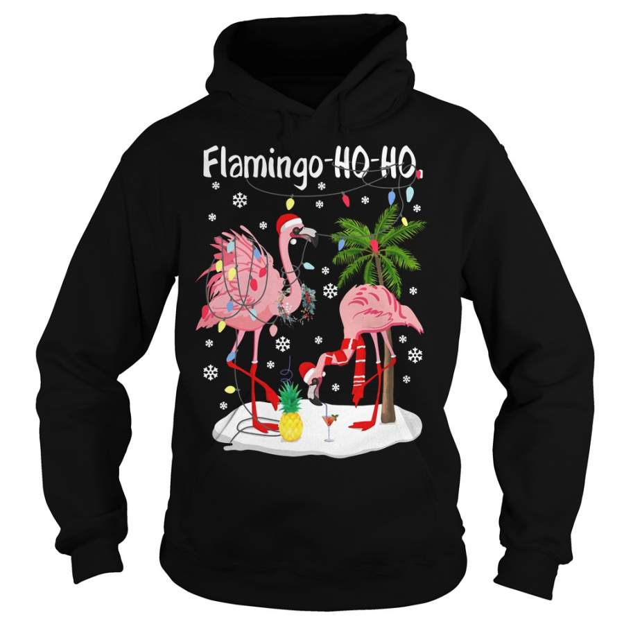 Merry Christmas Flamingo Ho Ho glitter print – Hoodie