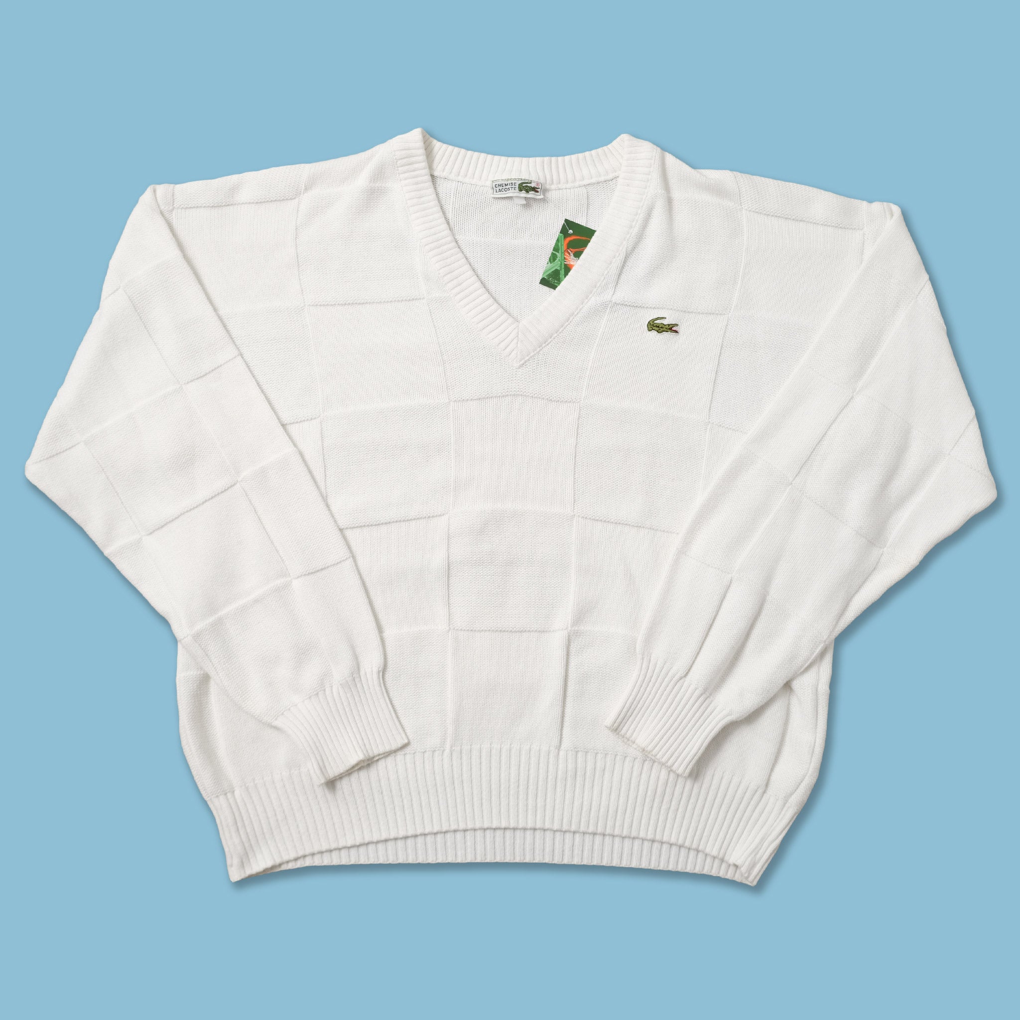 Vintage Lacoste V-Neck Knit Sweater Large