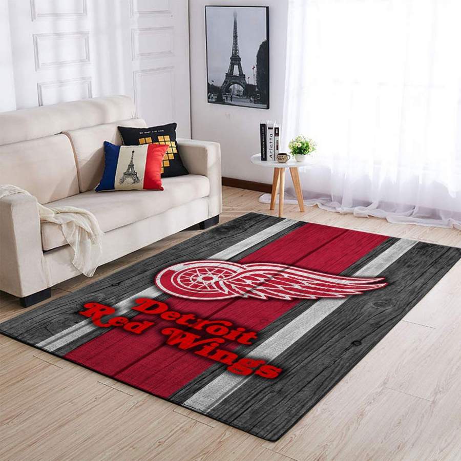 Detroit Red Wings Area Rugs Team Logo Living Room Carpet Sports Floor Decor