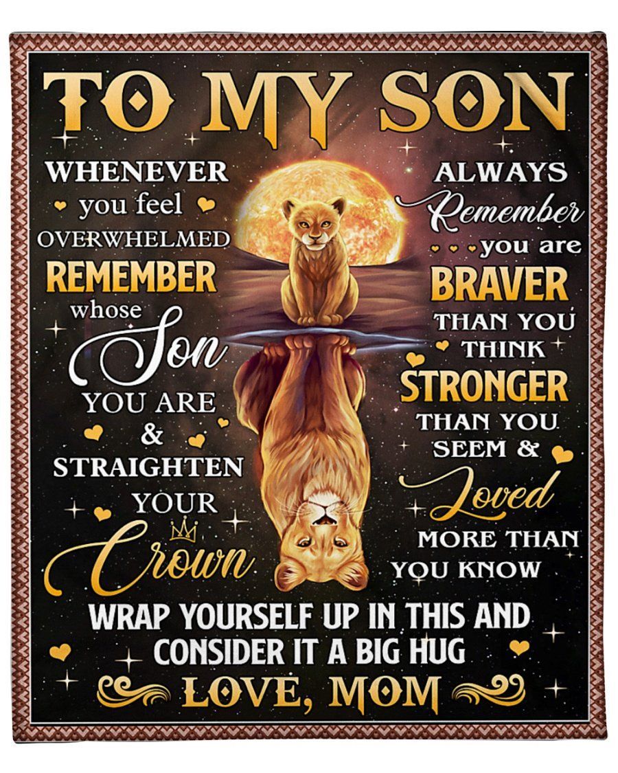 Whenever You Feel Overwhelmed Lion Reflection Red Moon Mom Gift For Son Fleece Blanket