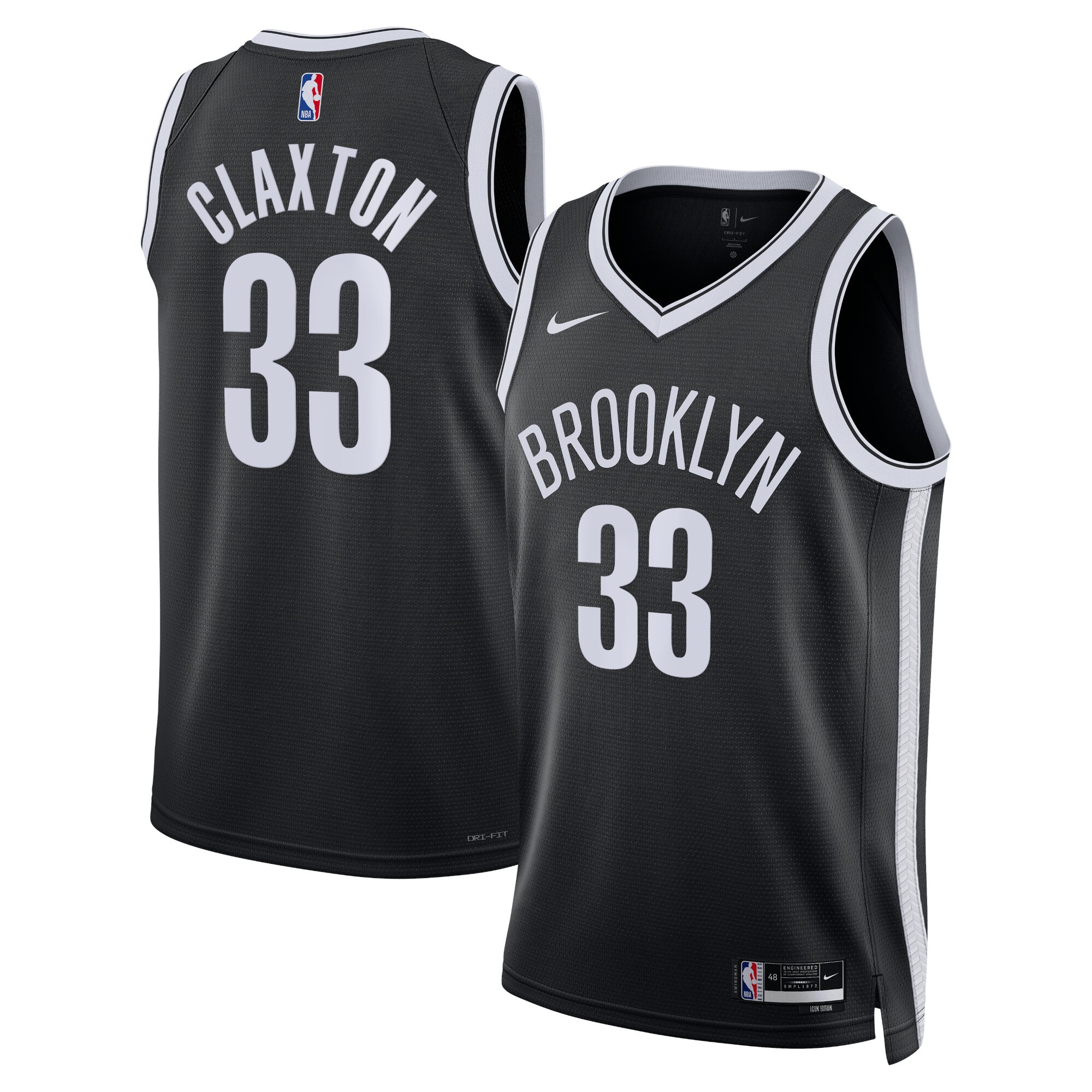 Brooklyn Nets Icon Edition Swingman Jersey – Black – Nic Claxton – Unisex