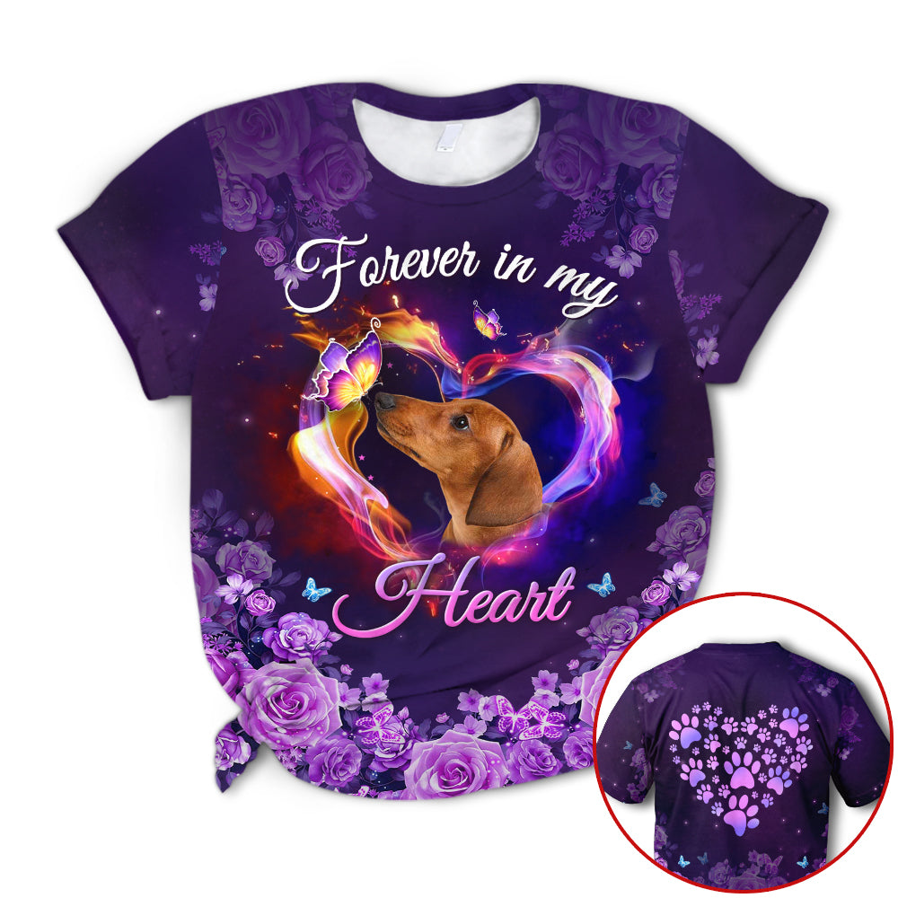 Dachshund Forever In My Heart, Memorial All Over Print Shirts, 3D Hoodie For Dachshund Mom, Dachshund Lovers, M0402-Nh95